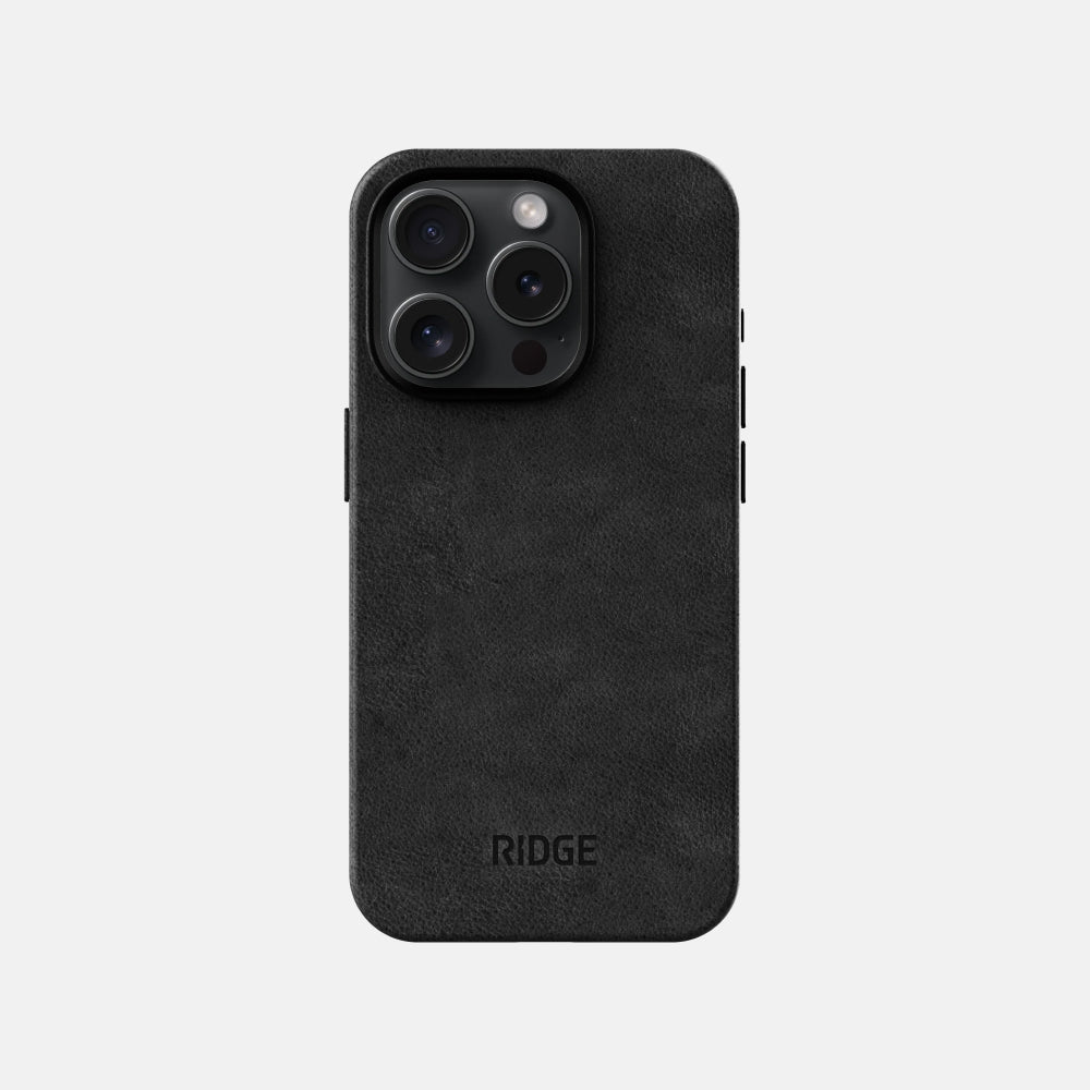 Everyday Phone Case - iPhone 15 Pro - Midnight Black Leather